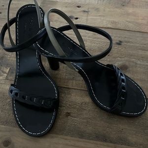 Rag & Bone Women’s Black and Gray Infinity 3 inch heel leather sandals